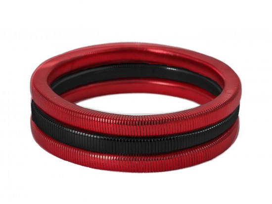 Red Black Square Guitar String Bracelet 3pcs Set
