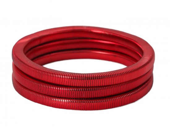 Red Square Guitar String Bracelet 3pcs Set