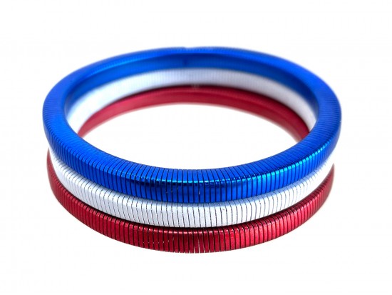 Red White Blue Square Guitar String Bracelet 3pcs Set