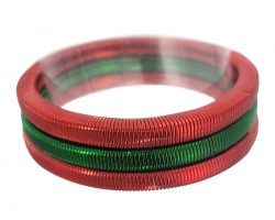 Red Green Square Guitar String Bracelet 3pcs Set