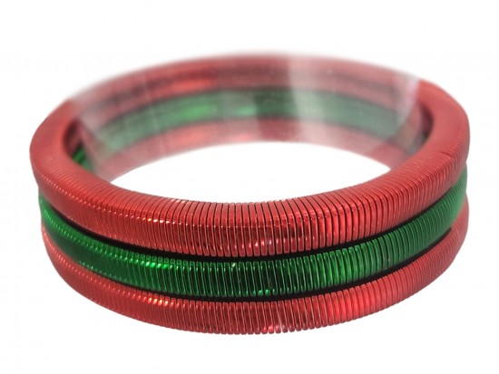 Red Green Square Guitar String Bracelet 3pcs Set