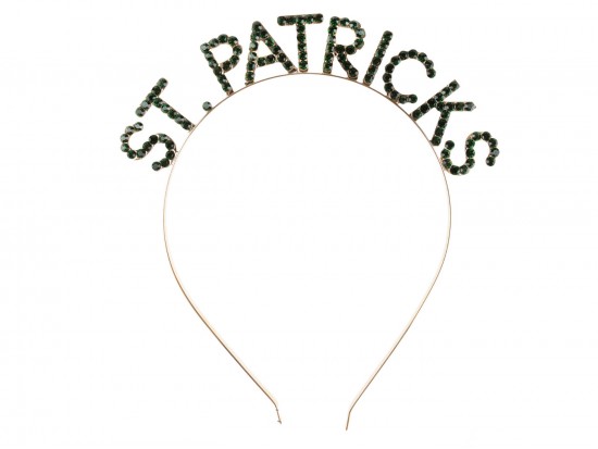 Green Crystal ST PATRICKS Gold Wire Headband