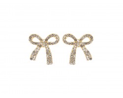 Gold Crystal Bow Post Earrings