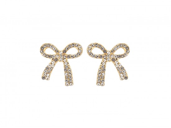 Gold Crystal Bow Post Earrings