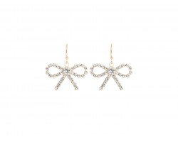 Gold Crystal Bow Hook Earrings