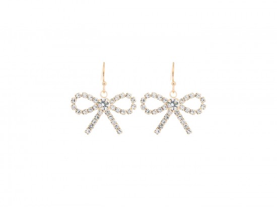 Gold Crystal Bow Hook Earrings