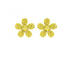 Yellow Crystal Flower Post Earrings