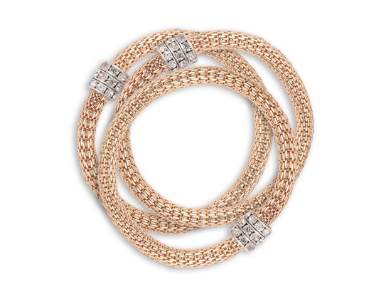 Gold Crystal Stack Wire Stretch Bracelets 3pc Set
