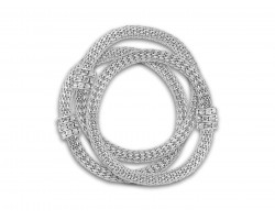 Silver Crystal Stack Wire Stretch Bracelets 3pc Set