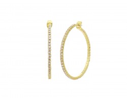 Gold Memory Wire Crystal 45 mm Hoop Earrings