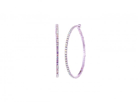 Purple AB Crystal 40mm Hoop Post Earrings Purple AB Crystal 40mm Hoop Post Earrings