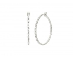 Silver Memory Wire Crystal 45 mm Hoop Earrings