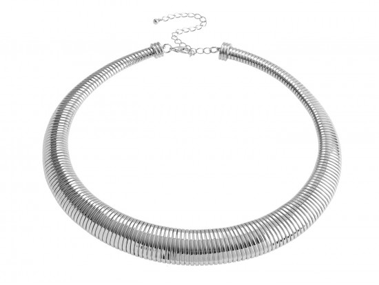 Silver Snake Cobra Chain Coil Necklace