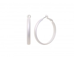 Matte Silver 40mm Hoop Post Earrings