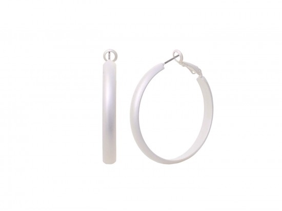 Matte Silver 40mm Hoop Post Earrings