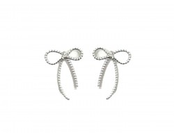 Silver Rope Bow Post Earrings