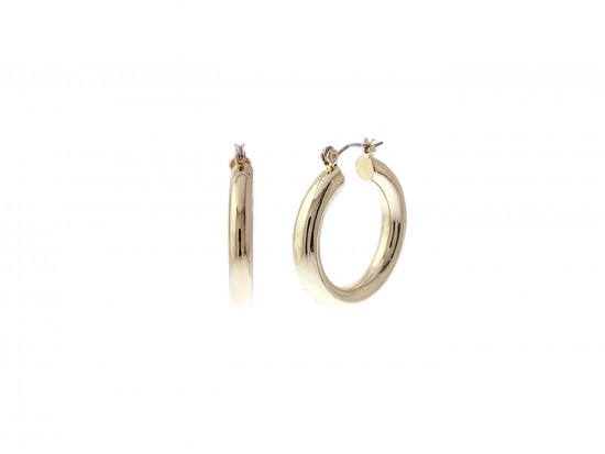 Gold 30mm Hollow Hoop Pincatch Earrings