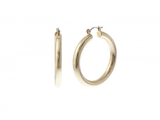 Gold 40mm Hollow Hoop Pincatch Earrings Gold 40mm Hollow Hoop Pincatch Earrings