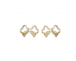 Gold Crystal Bow Post Earrings