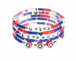 Red White Blue Heishi Bead Stretch Bracelets