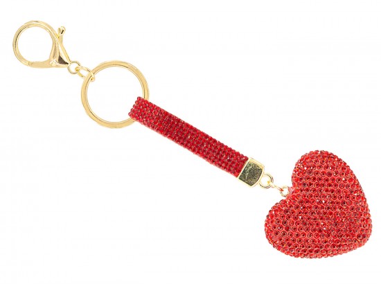 Red Crystal Heart Strap Keychain Red Crystal Heart Strap Keychain