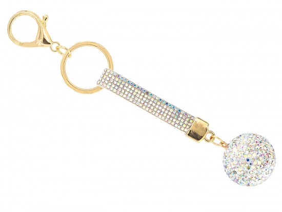 White AB Crystal Disco Ball Strap Keychain White AB Crystal Disco Ball Strap Keychain