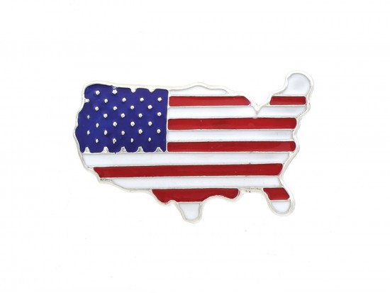 United State Map Colored Brooch Pin