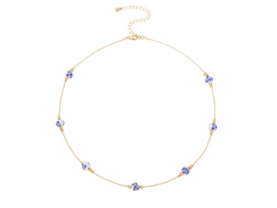 Blue Floral Dutch Pattern Bead  Necklace