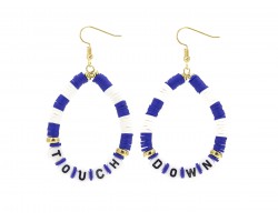 Blue White Touch Down Teardrop Hook Earrings