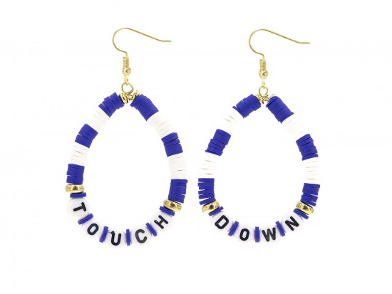 Blue White Touch Down Teardrop Hook Earrings