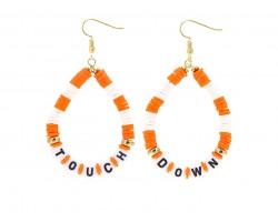 Orange White Touch Down Teardrop Hook Earrings