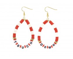 Red White Touch Down Teardrop Hook Earrings