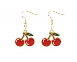 Red Cherry Epoxy Hook Earrings