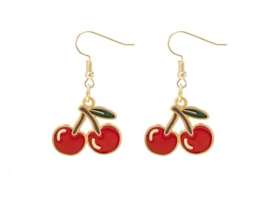 Red Cherry Epoxy Hook Earrings