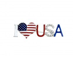 I LOVE USA Crystal Pin Brooch