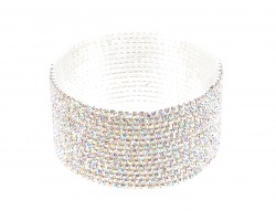 Silver AB Crystal 2mm Stretch Bracelets 15pcs