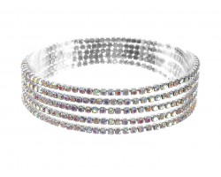 Silver AB Crystal 2mm Stretch Bracelets 5pcs