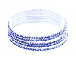 Silver Blue Crystal 2mm Stretch Bracelets 5pcs