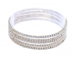 Gold Clear Crystal 2mm Stretch Bracelets 5pcs