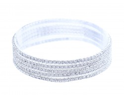 Silver Clear Crystal 2mm Stretch Bracelets 5pcs