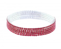 Silver Red Crystal 2mm Stretch Bracelets 5pcs