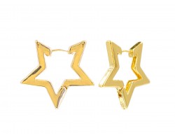 Gold Star Hoop Post Earrings