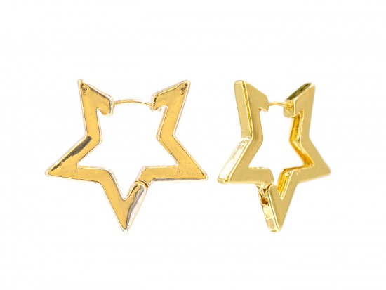 Gold Star Hoop Post Earrings