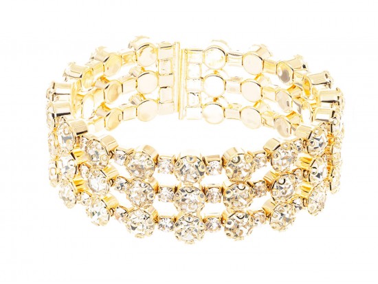 Gold Clear Crystal 3 Row Cuff Bracelet Gold Clear Crystal 3 Row Cuff Bracelet