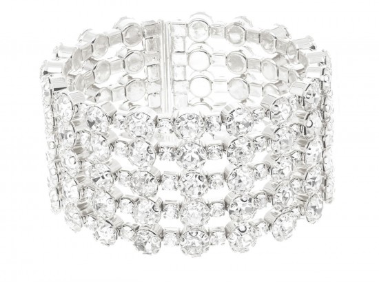 Silver Clear Crystal 5 row Cuff Bracelet Silver Clear Crystal 5 row Cuff Bracelet