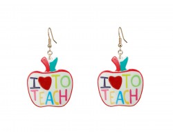 Multi Love to Teach Apple  Hook Earrings
