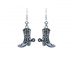Silver Western Boot Hook Earrings