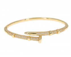 Gold CZ Crystal Crucifixion Nail Hinge Bangle