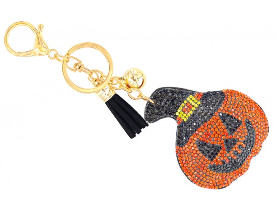 Orange Crystal Jack O' Lantern Hat Puffy Keychain Orange Crystal Jack O' Lantern Hat Puffy Keychain