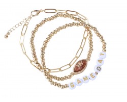 Brown Football GAME DAY Bracelets 3pc Set
